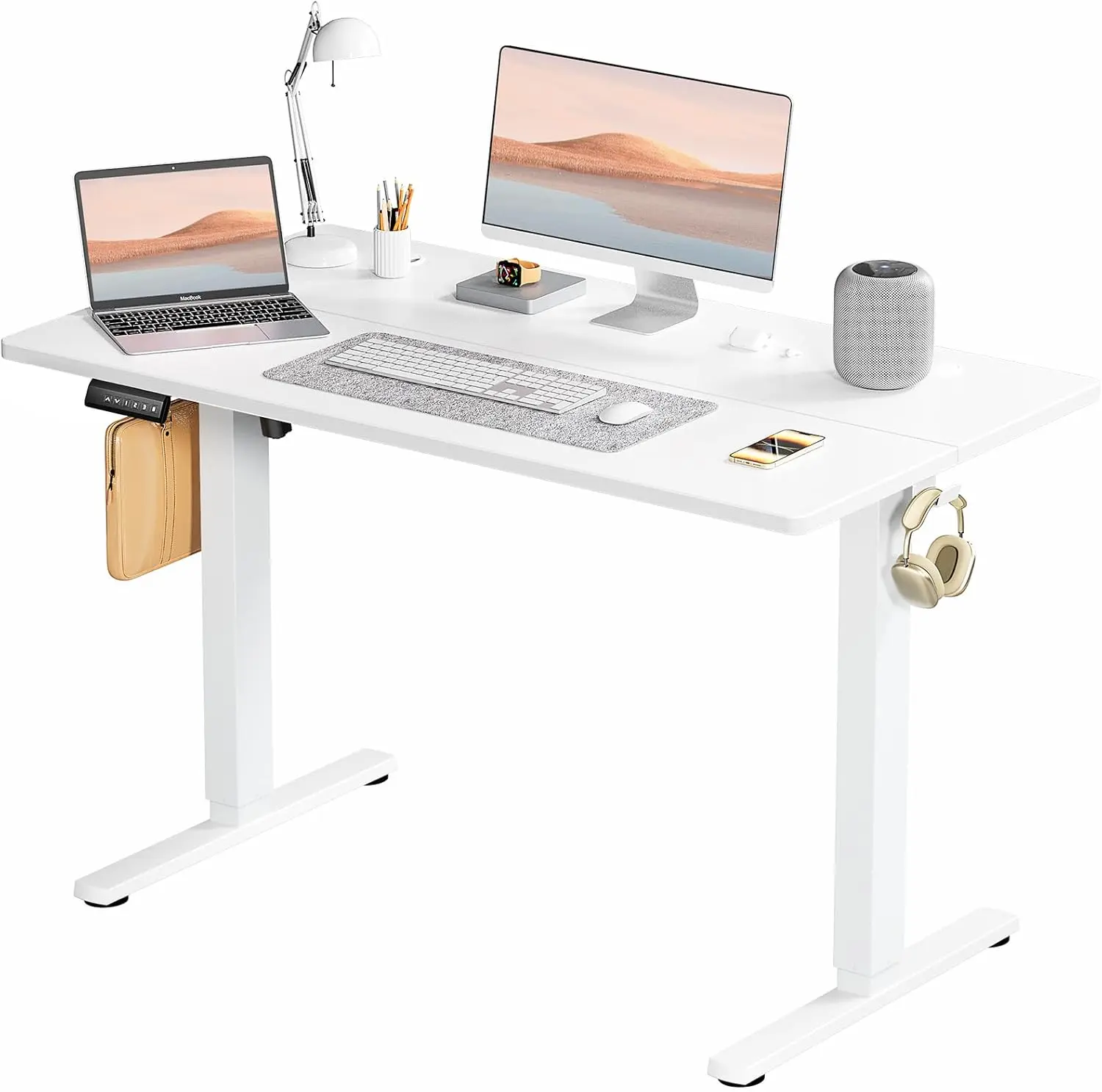 Adjustable Height Electric Sit Stand Up Down Computer Table, 48x24 Inch Ergonomic Motorized Gaming Desktop Workstation