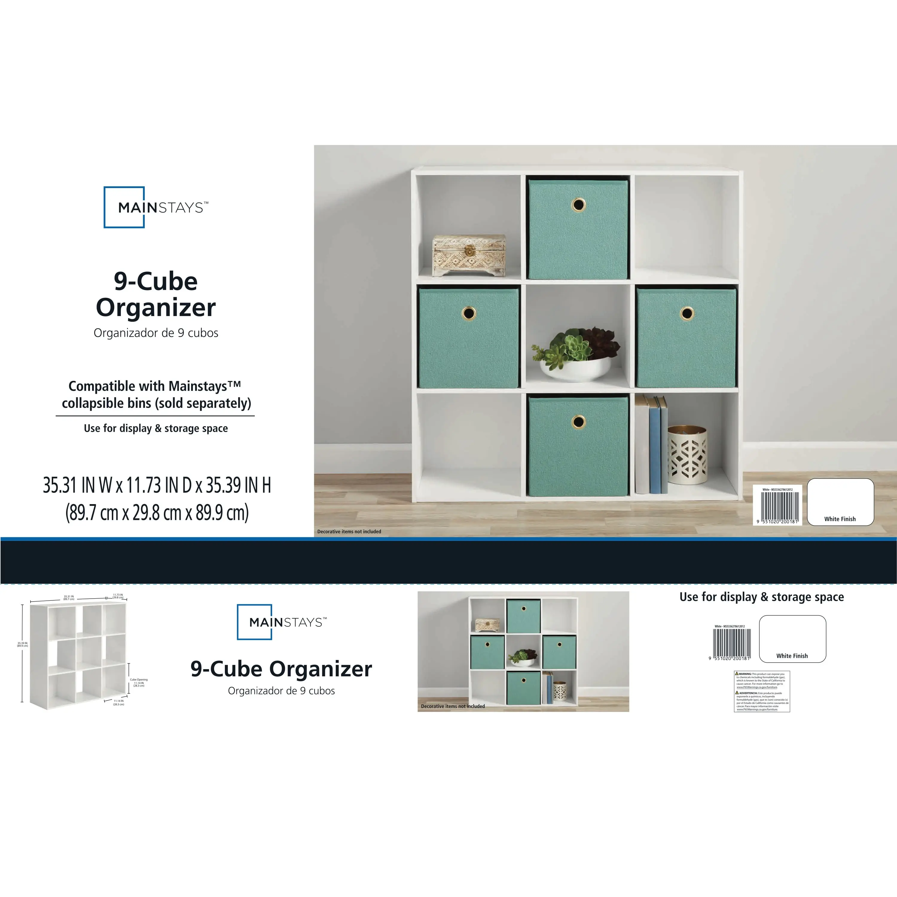 11" 9-Cube Storage Organizer, White