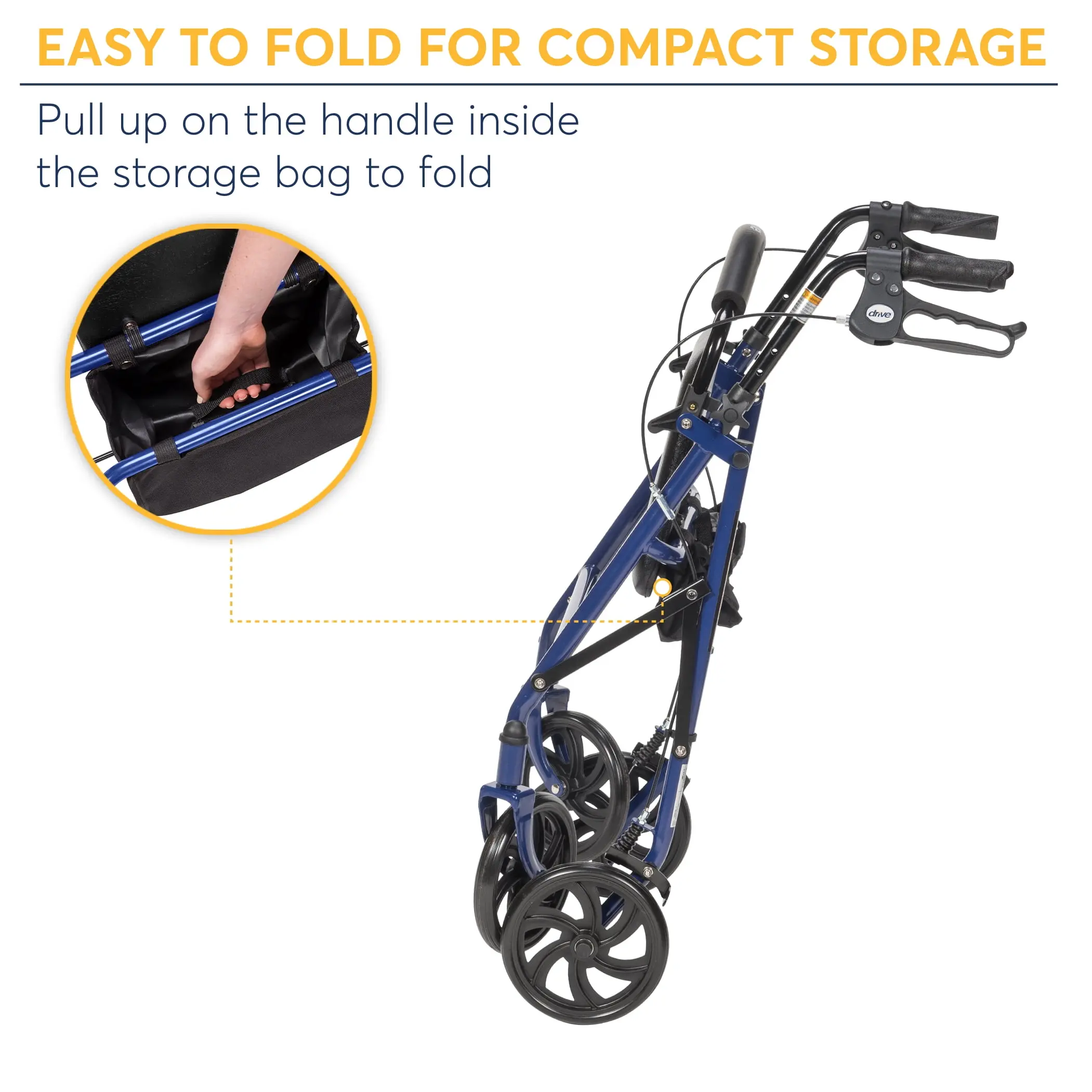 Four Wheel Rollator Rolling Walker with Fold Up Removable Back Support, Blue