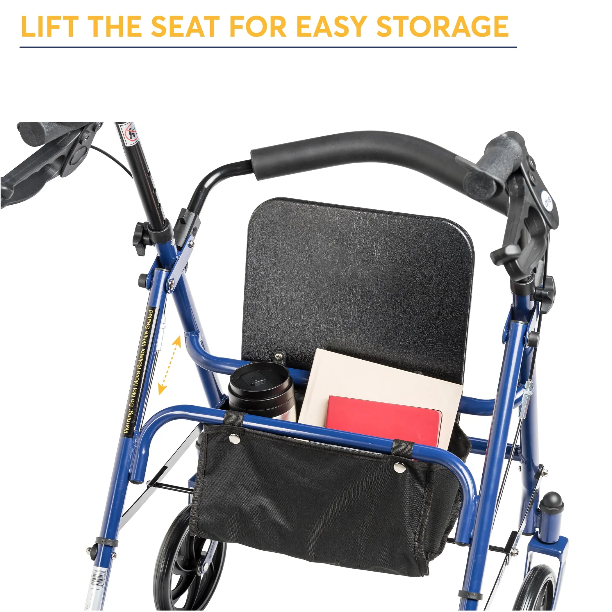 Four Wheel Rollator Rolling Walker with Fold Up Removable Back Support, Blue