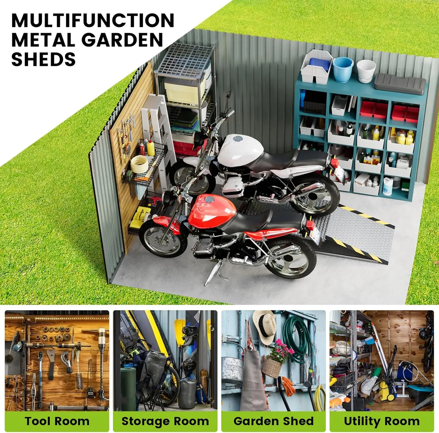 Large Metal Storage Sheds, 10x10 FT Outdoor Storage Shed with Updated Frame Structure, Lockable Doors and Air Vents