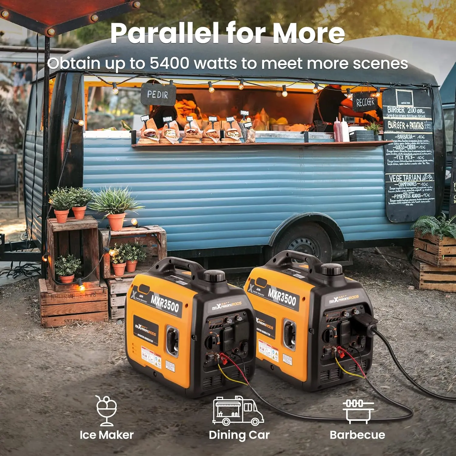 3500 Watt Portable Inverter Generator Gas Powered, EPA Compliant, Compact and Lightweight for Home Backup Power, Outdoor Camping