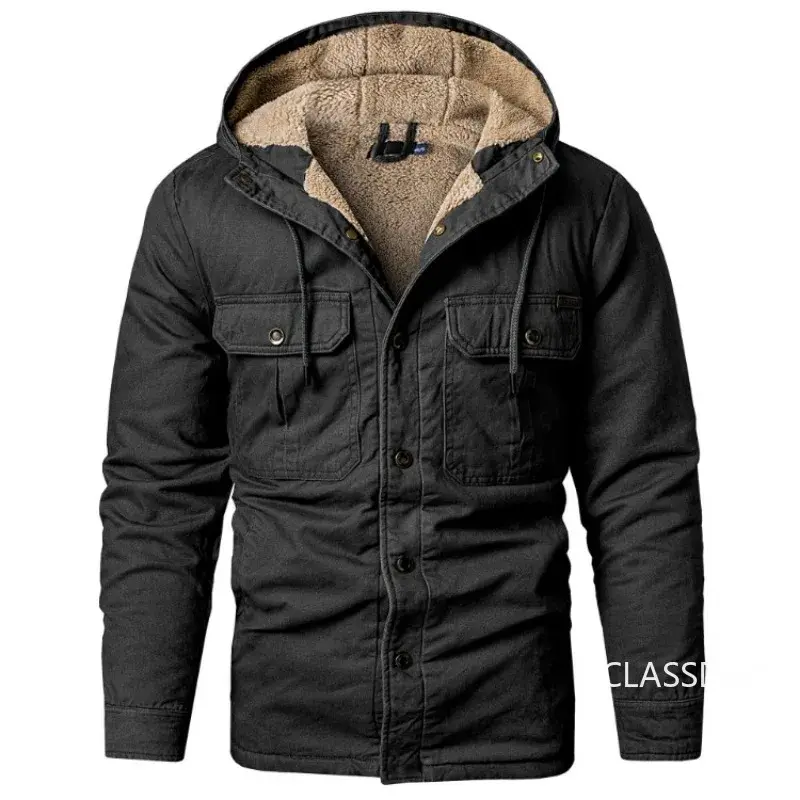 Men Harajuku Hooded Loose Shirts Jackets New Male Winter Casual Shirts Coats Fleece Warm Jackets European Style US Size S-2XL