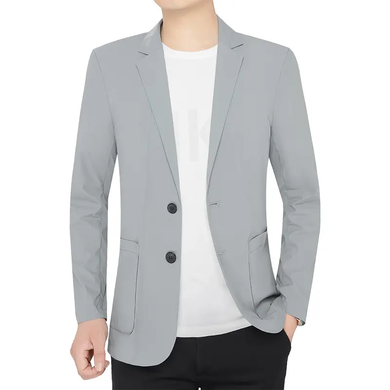 New Summer Man Thin Breathable Sunscreen Blazers Jackets Solid Business Casual Suits Coats Male Slim Elastic Blazers Jackets 4XL