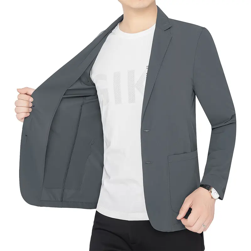 New Summer Man Thin Breathable Sunscreen Blazers Jackets Solid Business Casual Suits Coats Male Slim Elastic Blazers Jackets 4XL