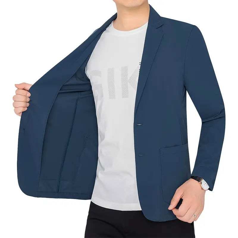 New Summer Man Thin Breathable Sunscreen Blazers Jackets Solid Business Casual Suits Coats Male Slim Elastic Blazers Jackets 4XL
