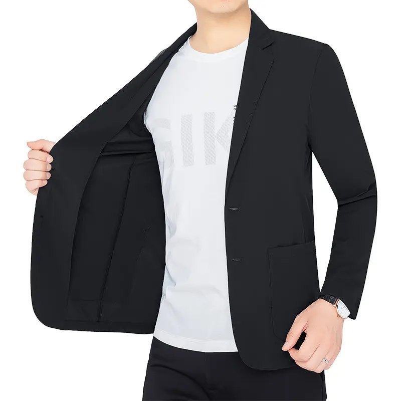 New Summer Man Thin Breathable Sunscreen Blazers Jackets Solid Business Casual Suits Coats Male Slim Elastic Blazers Jackets 4XL