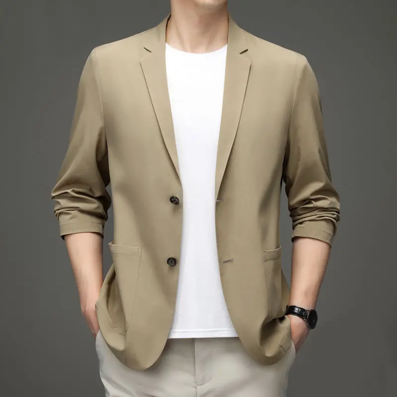 New Summer Man Thin Sunscreen Blazers Jackets Solid Business Casual Suits Coats Male Slim Elastic Blazers Jackets  Clothing 4XL