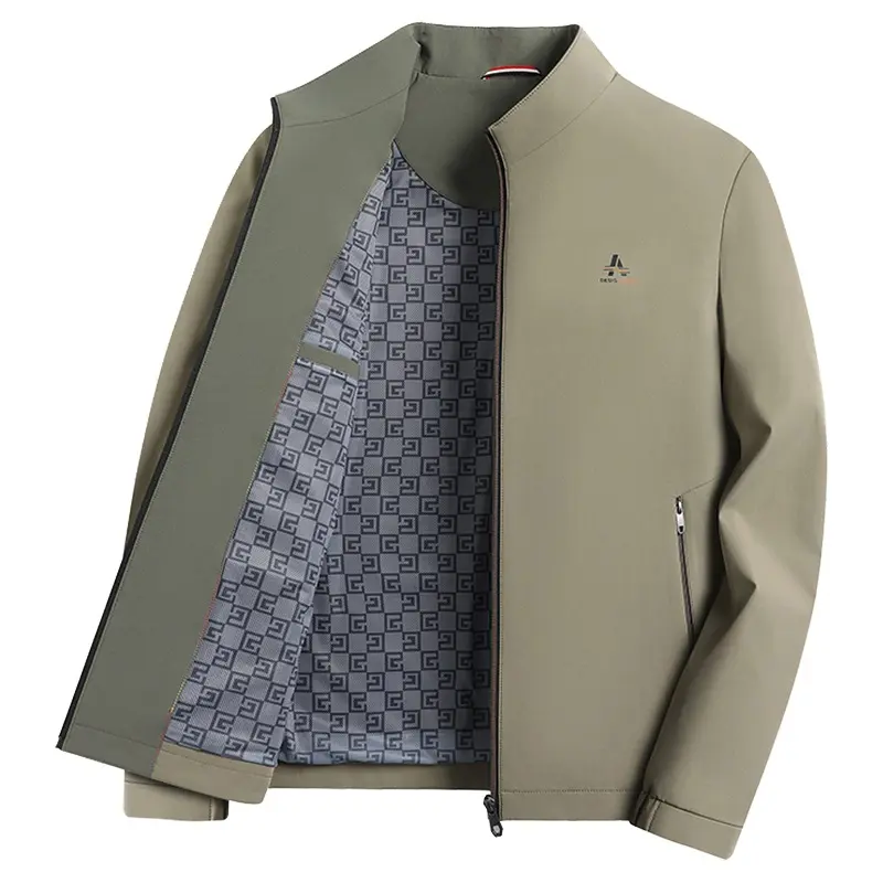 New Spring Men Stand Collar Business Casual Thin Jackets Good Quality Middle Aged Men Slim Fit Executive Coats Jackets Size 4XL