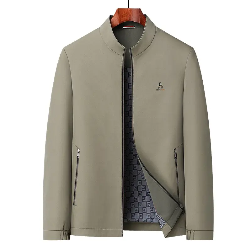 New Spring Men Stand Collar Business Casual Thin Jackets Good Quality Middle Aged Men Slim Fit Executive Coats Jackets Size 4XL