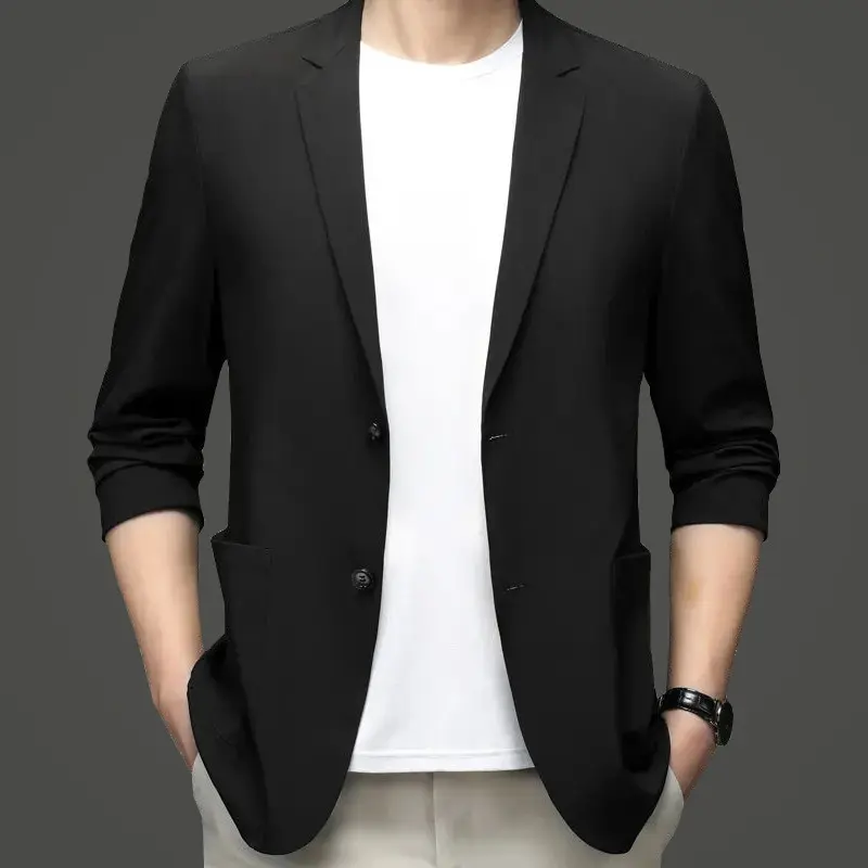 New Summer Man Thin Sunscreen Blazers Jackets Solid Business Casual Suits Coats Male Slim Elastic Blazers Jackets  Clothing 4XL