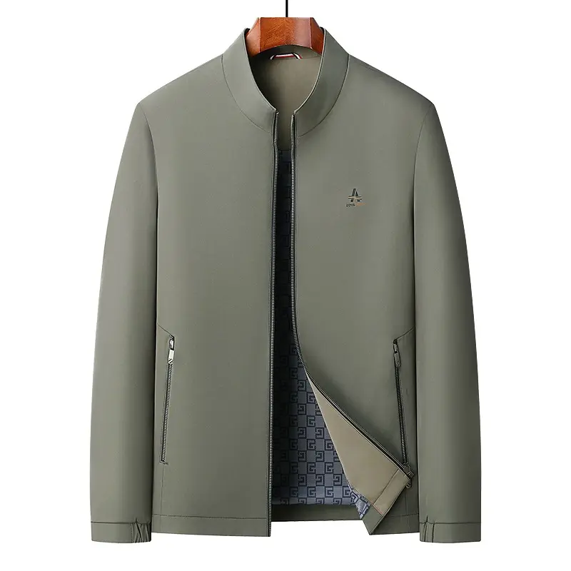 New Spring Men Stand Collar Business Casual Thin Jackets Good Quality Middle Aged Men Slim Fit Executive Coats Jackets Size 4XL