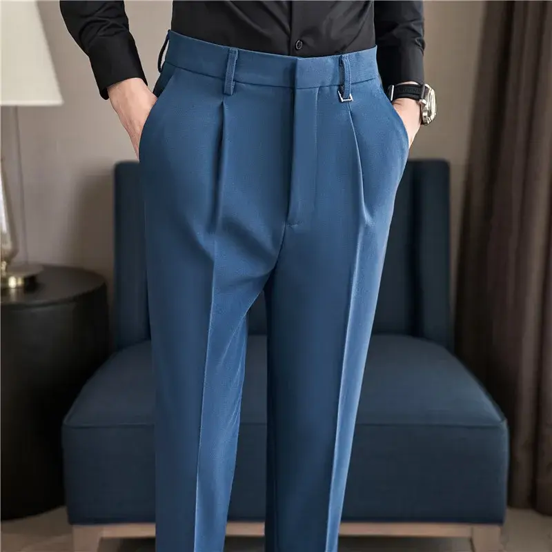Quality Men Boutique Suits Pants Male Formal Wear Wedding Dress Trousers Men British Style Business Casual Stretch Suit Pants 36