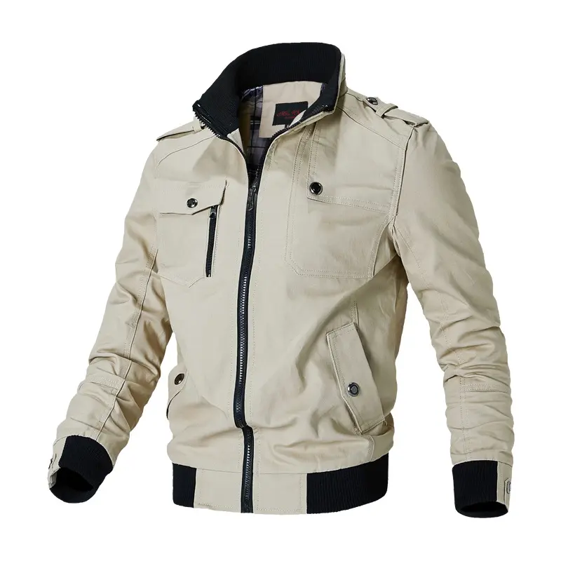 Men Military Jackets Chaquetas Stand-up Collar Casual Coats High Quality Men Multi-pocket Tooling Jackets Spring Autumn Coats  5