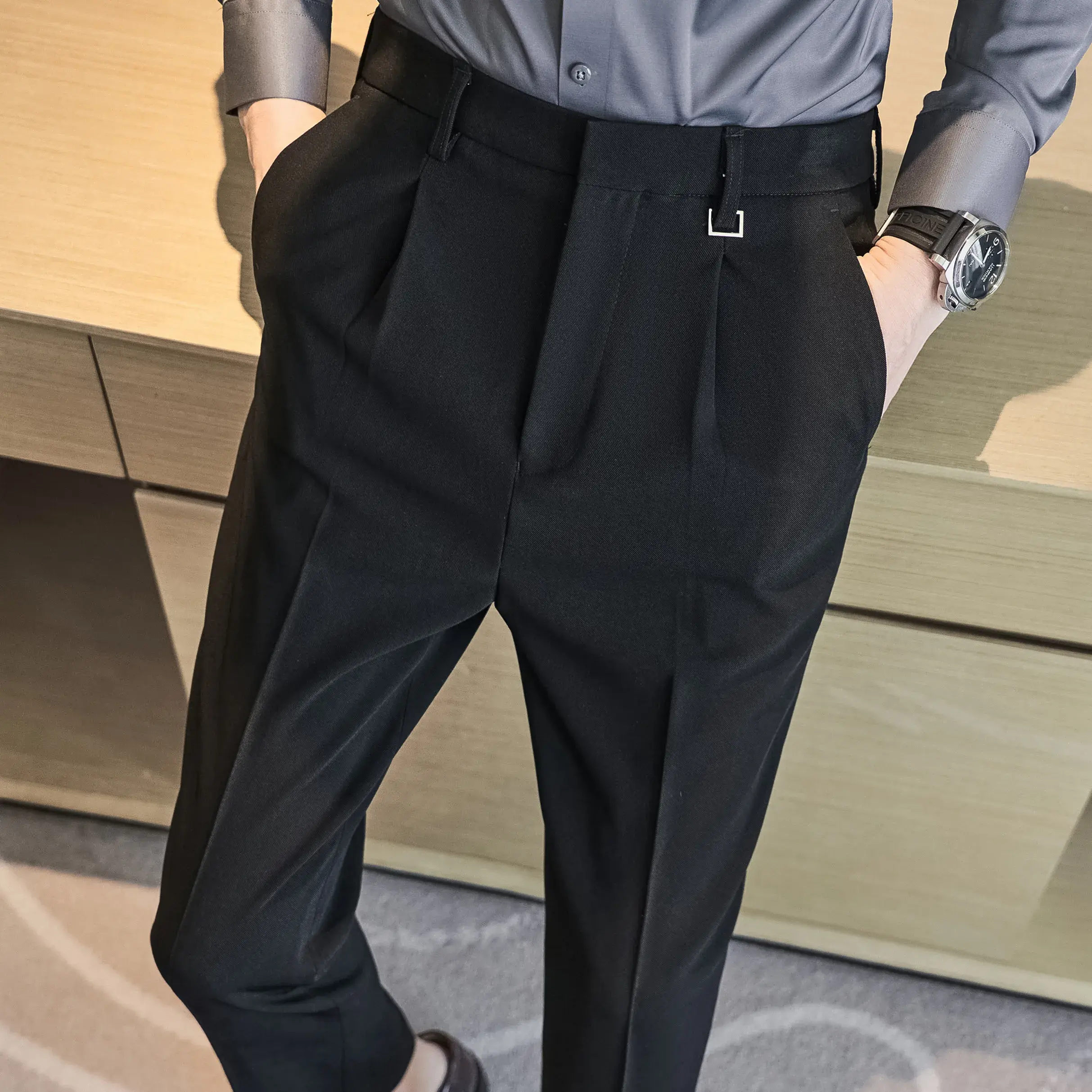 Quality Men Boutique Suits Pants Male Formal Wear Wedding Dress Trousers Men British Style Business Casual Stretch Suit Pants 36