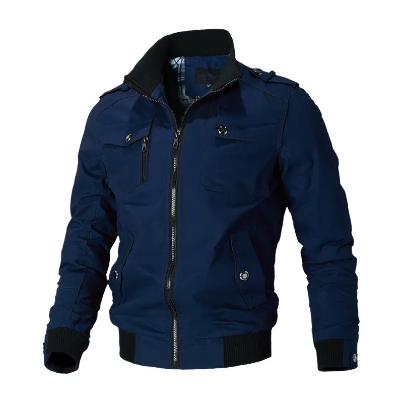 Men Military Jackets Chaquetas Stand-up Collar Casual Coats High Quality Men Multi-pocket Tooling Jackets Spring Autumn Coats  5
