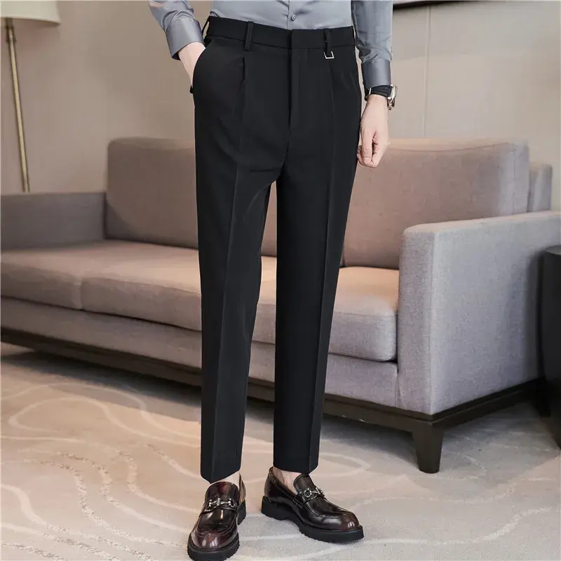Quality Men Boutique Suits Pants Male Formal Wear Wedding Dress Trousers Men British Style Business Casual Stretch Suit Pants 36