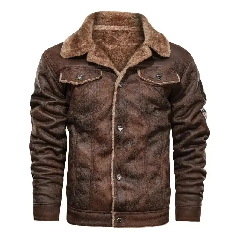 New Winter Men Leather and Fur Integrated Jackets and Coats New Fashion Male Fleece Warm Bomber Jackets Slim Fit Jaquetas 4XL