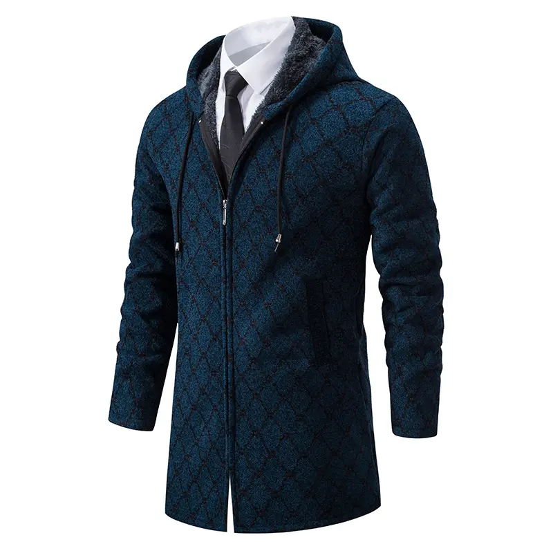 New Autumn Men Hooded Long Cardigans Sweatercoats Fashion Male Winter Outwear Casual Sweaters Fleece Thicker Warm Sweaters 3XL