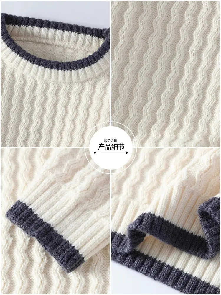 New Fashion Men O-Neck Pullovers Knitted Sweaters Japanese Style Man Outwear Casual Sweaters Male Winter Loose Pullovers Size 3X