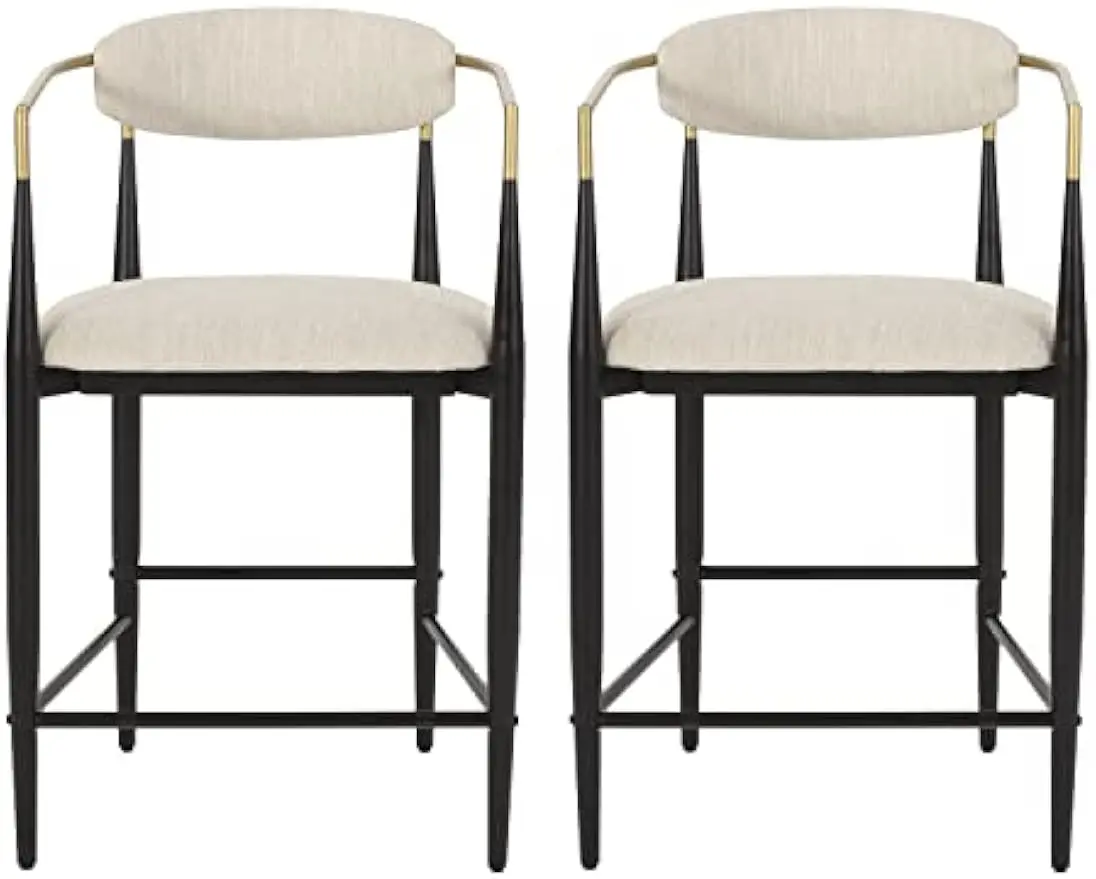 Niame Set of 2 Counter Stools with Upholstered Seats, 25''H Counter Height Barstools, Barchairs Kitchen Stools