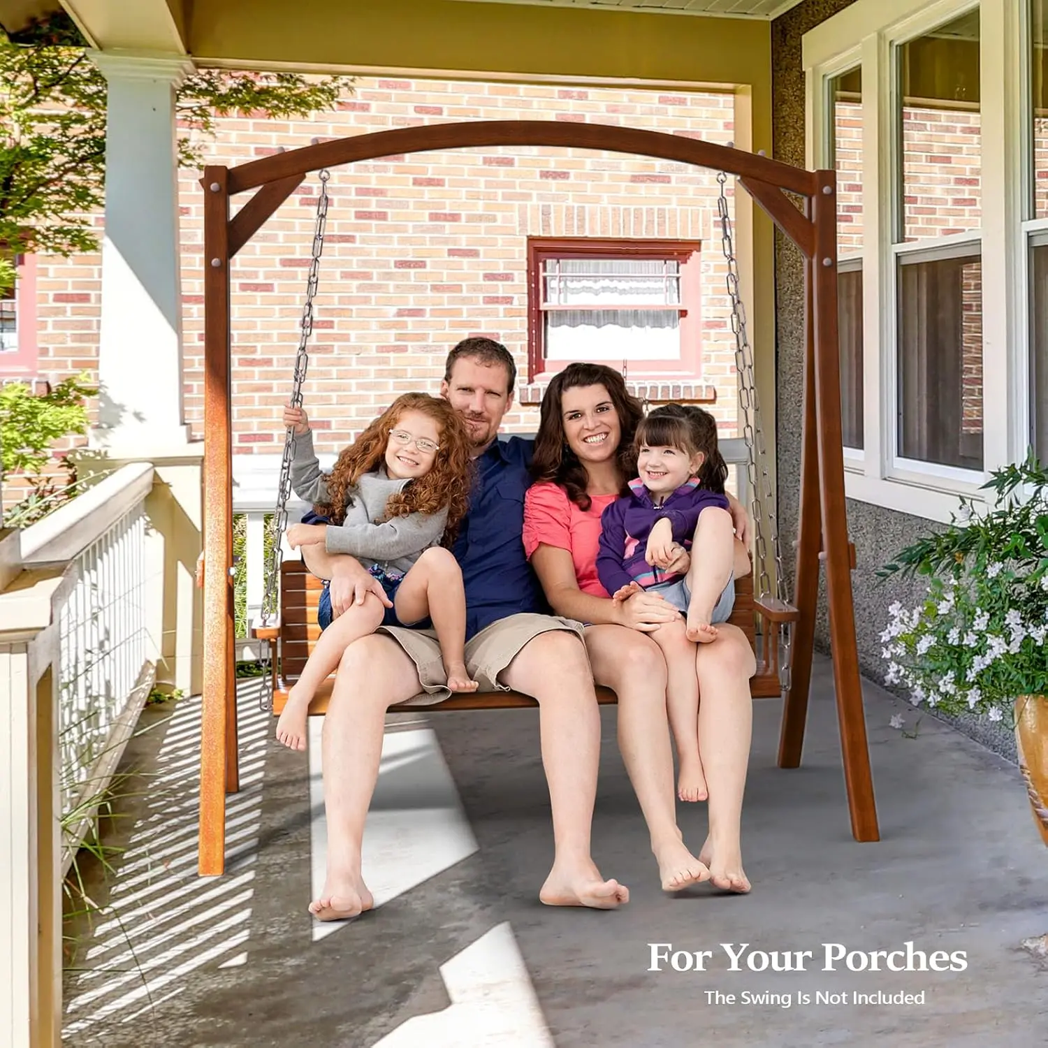 Heavy Duty Wooden Swing Frame for Adults Kids, Strong A-Frame Porch Swing Bench Stand for Indoor & Outdoor