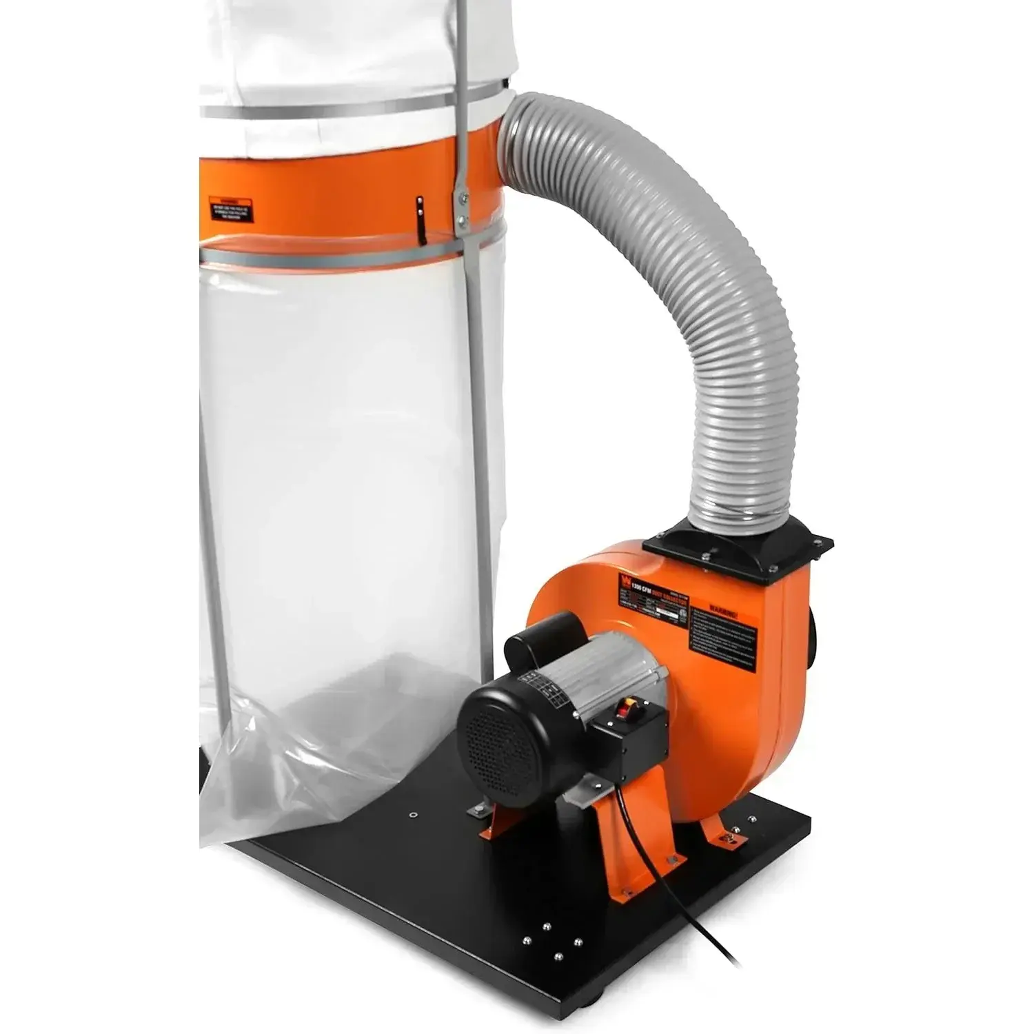 DC1300 1,300 CFM 14-Amp 5-Micron Woodworking Dust Collector with 50-Gallon Collection Bag and Mobile Base , Black