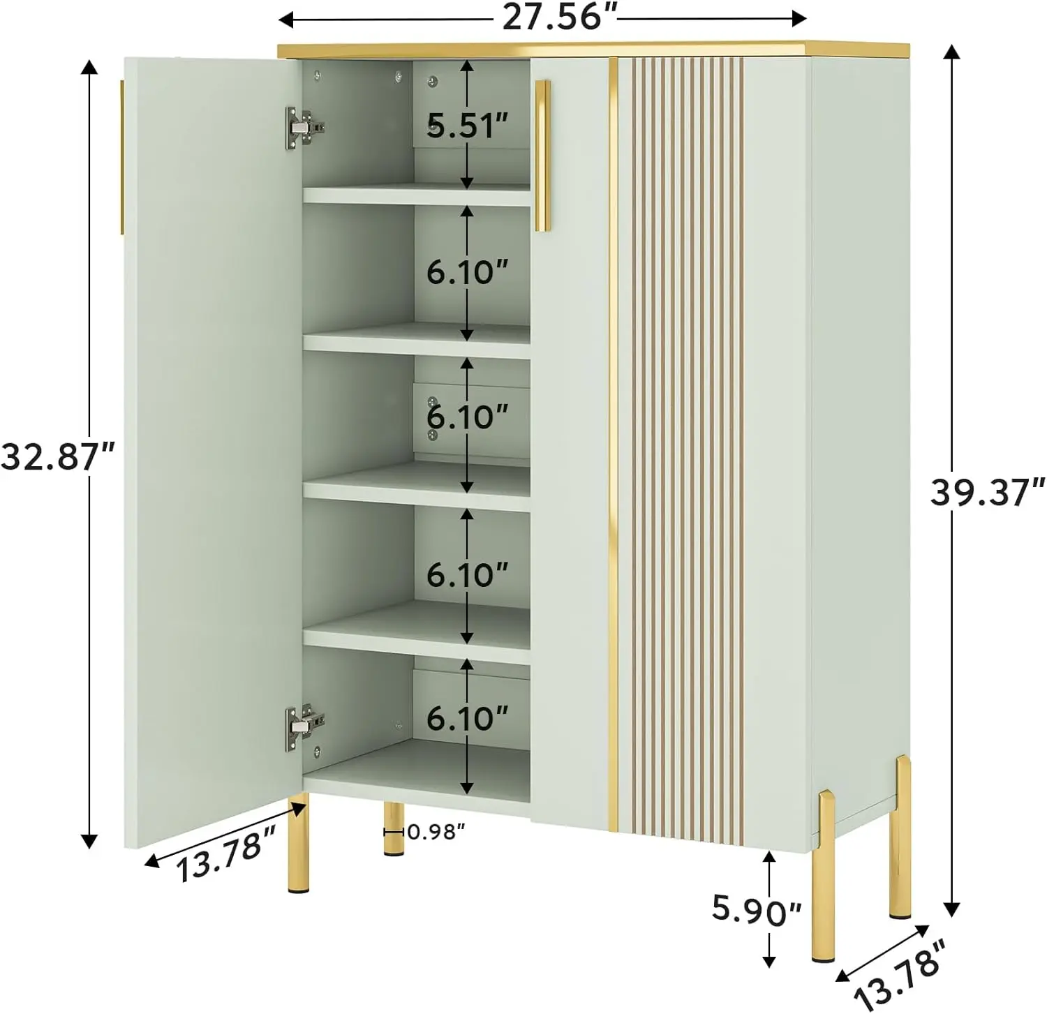 Shoe Cabinet with Doors, 6-Tier Shoe Storage Cabinet with Adjustable Shelves, Wooden Shoes Rack Shoe Storage Organizer