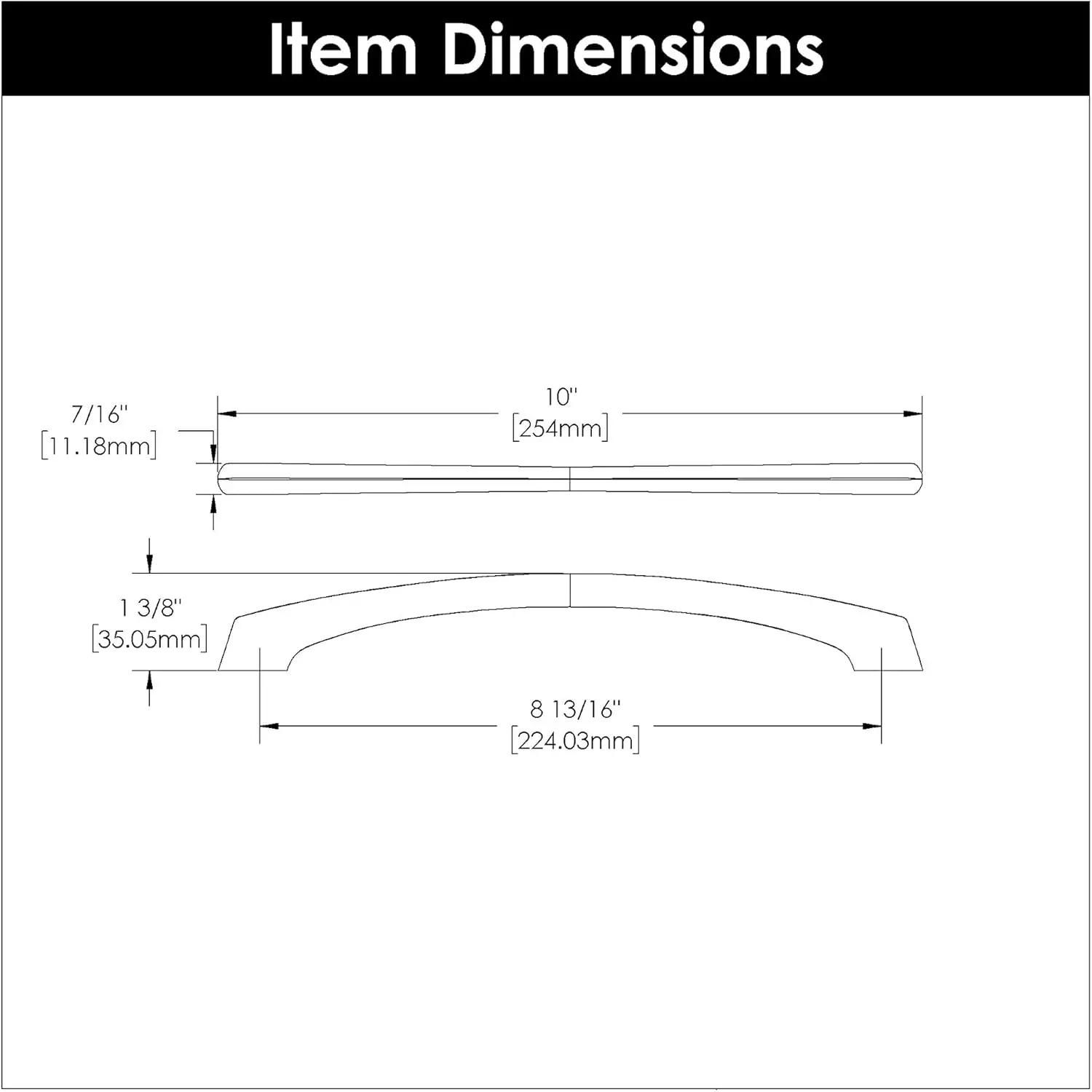 1 Pack Solid Core Kitchen Cabinet Pulls, Luxury Cabinet Handles, Hardware for Doors & Dresser Drawers, 8-13/16 Inch (224mm)