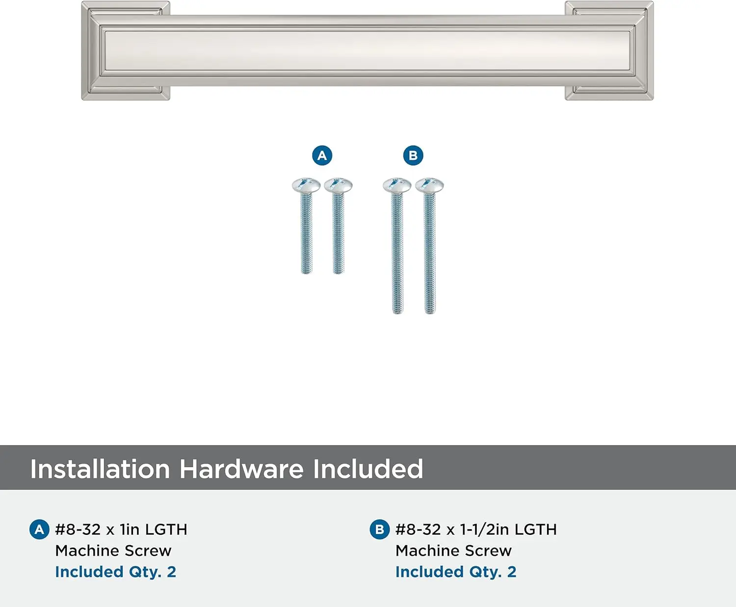 BP36759PN | Appoint 3-3/4 inch (96mm) Center-to-Center Polished Nickel Cabinet Pull | Kitchen Cabinet Hardware | Furniture