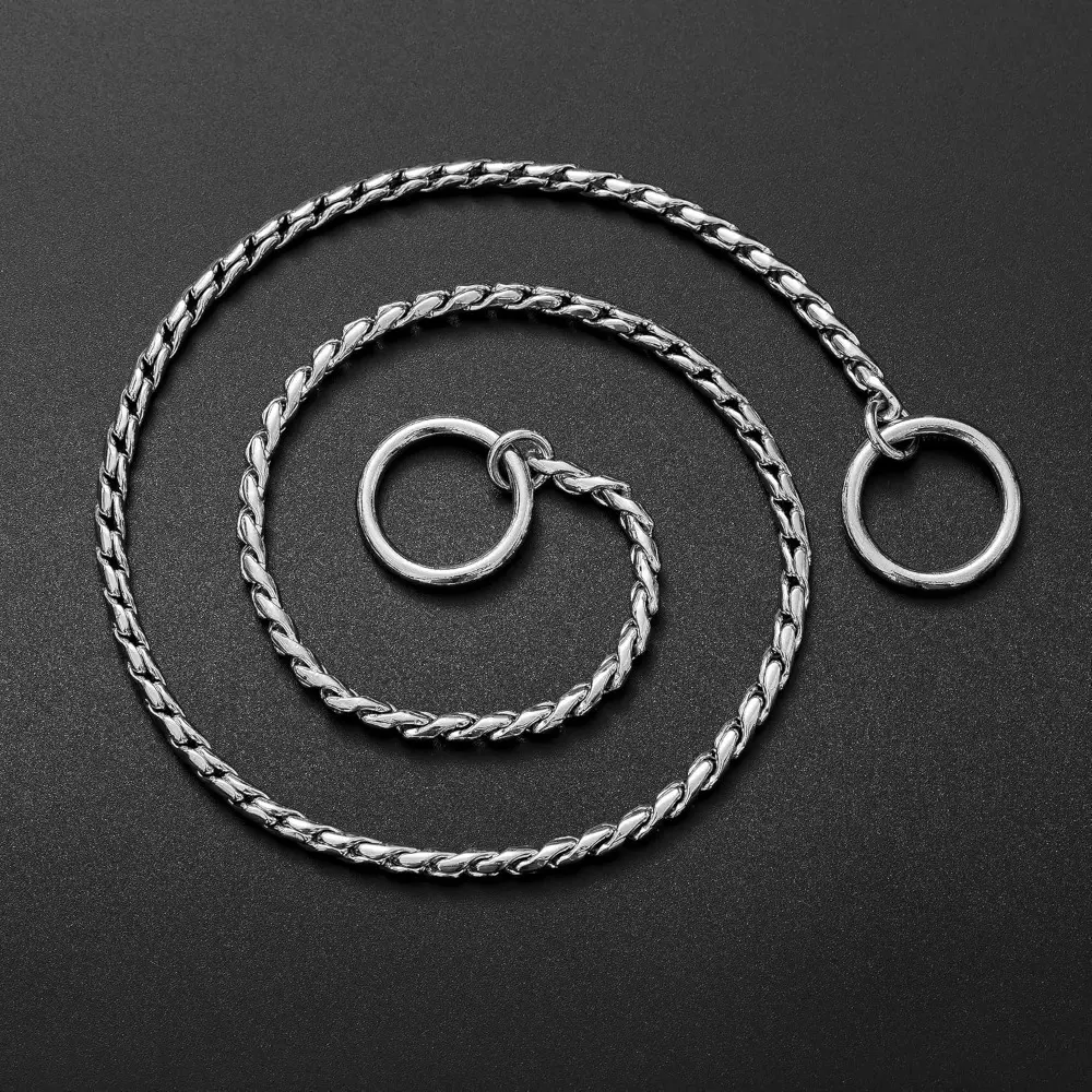 Stainless Steel Small Dog Collar, Silver Gold Black, 2.3-4.5mm, Metal Snake Design for Puppy and Small to Medium Dogs