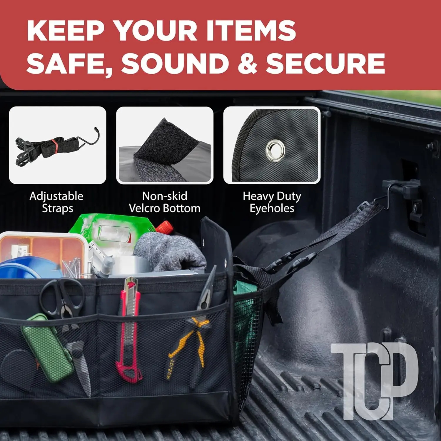 XL Premium SUV, Truck, Car Trunk Organizer With Expandable Compartments - Lightweight Foldable Cargo Organizer
