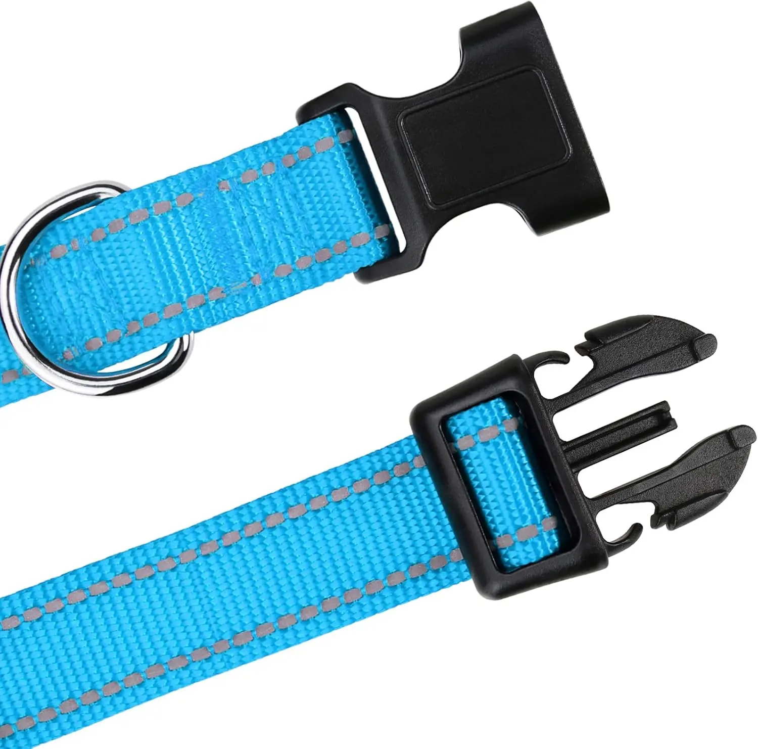 Reflective Nylon Dog Collar for Small Dogs with Quick Release Buckle, Ideal for Male Pups, Sky Blue, 3/8 Inch Width