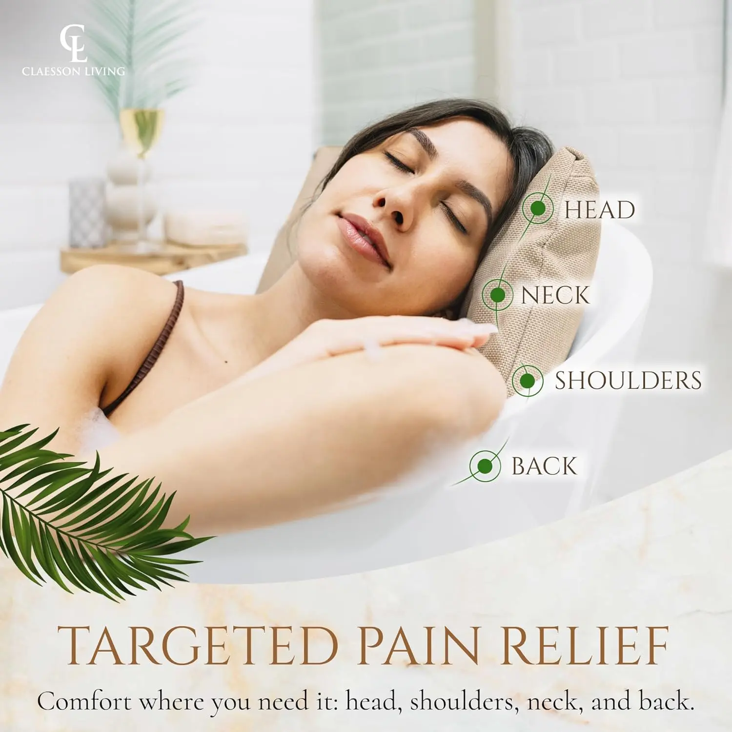 Luxury Bath Pillow for Tub - Thick and Comfortable Bathtub Pillow Support for Head and Neck and Back - Washable Quick-Drying