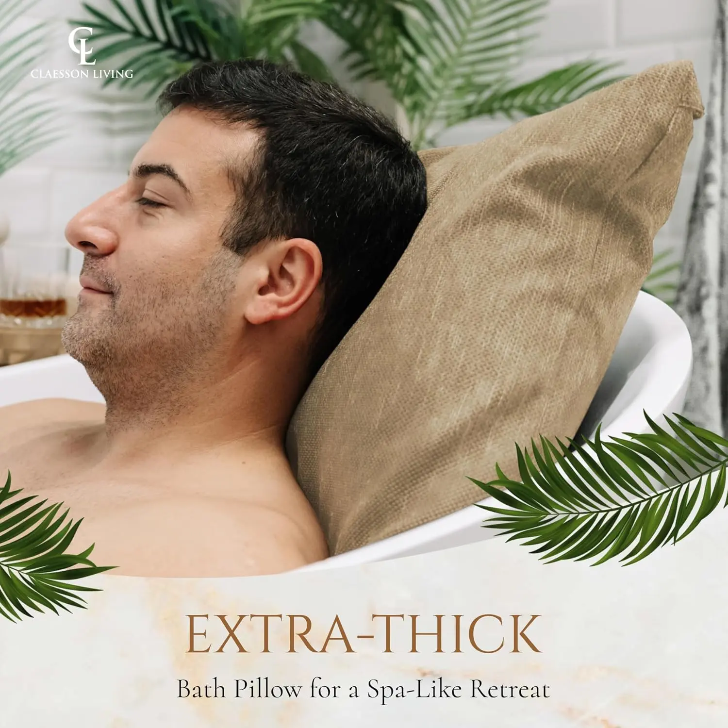 Luxury Bath Pillow for Tub - Thick and Comfortable Bathtub Pillow Support for Head and Neck and Back - Washable Quick-Drying
