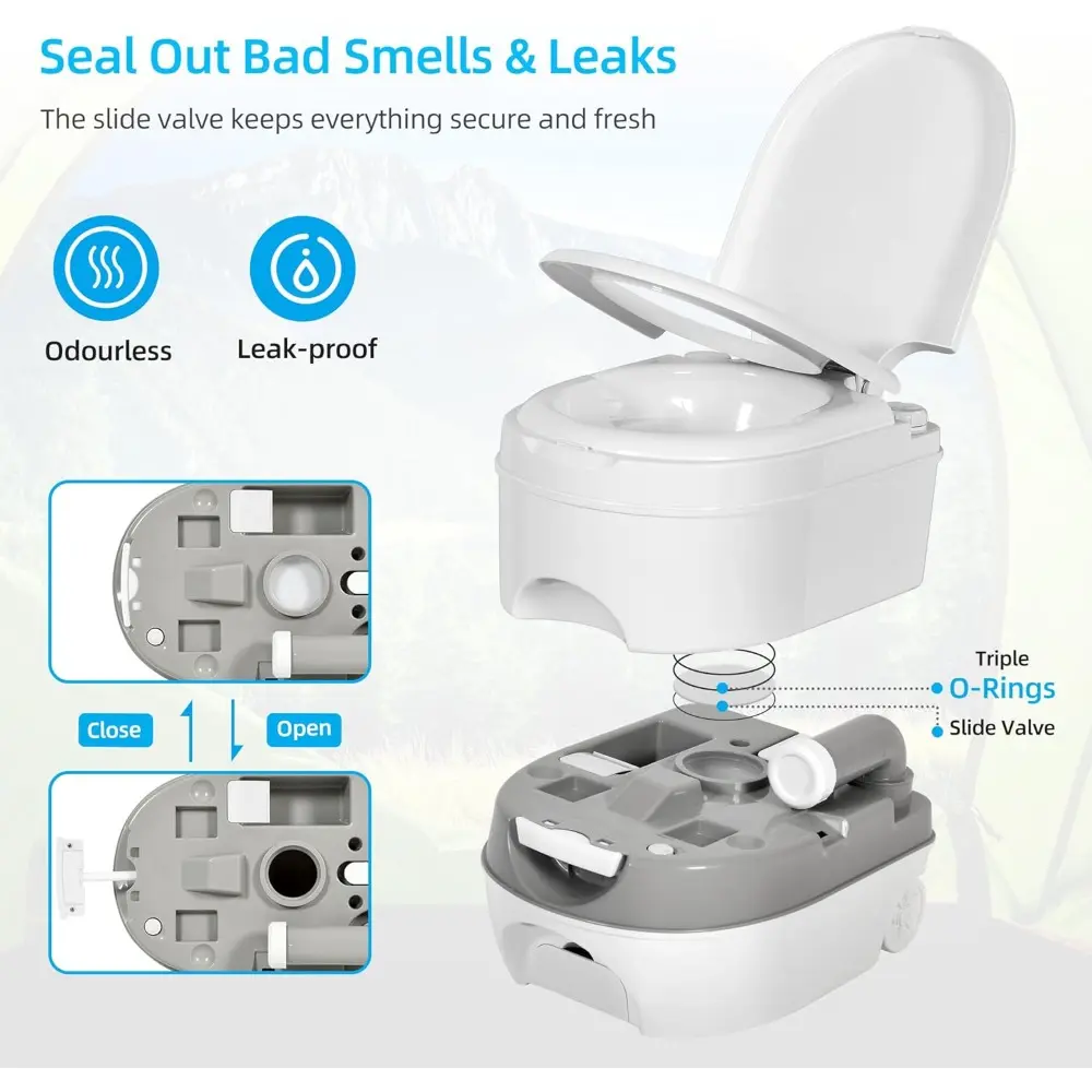 6.34 Gallon Portable Toilet for Camping, RV Travel Porta Potty Leak-Proof with Press Flush Pump, Paper and Detergent Collection