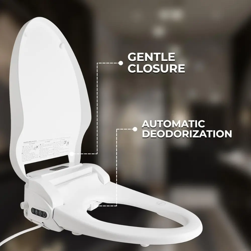 Electric Bidet Toilet Seat - Self Cleaning Heated Elongated Design and Wireless Remote Control - Unlimited Warm Water - Conveni