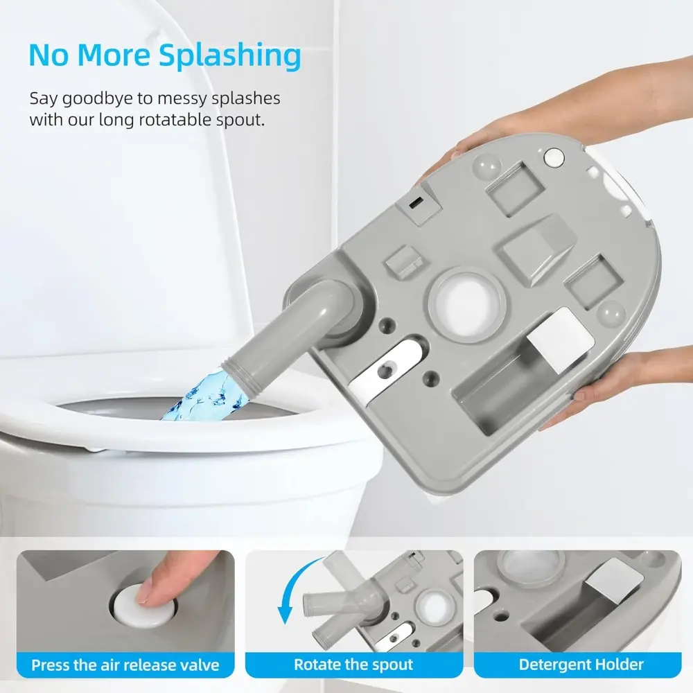6.34 Gallon Portable Toilet for Camping, RV Travel Porta Potty Leak-Proof with Press Flush Pump, Paper and Detergent Collection