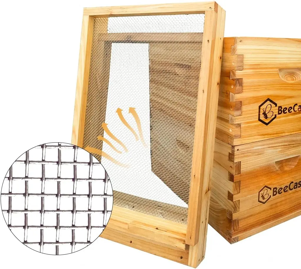 Beehive Screened Bottom Board Dipped in 100% Beeswax,Screened Bottom Board with Solid Wood (10-Frame)