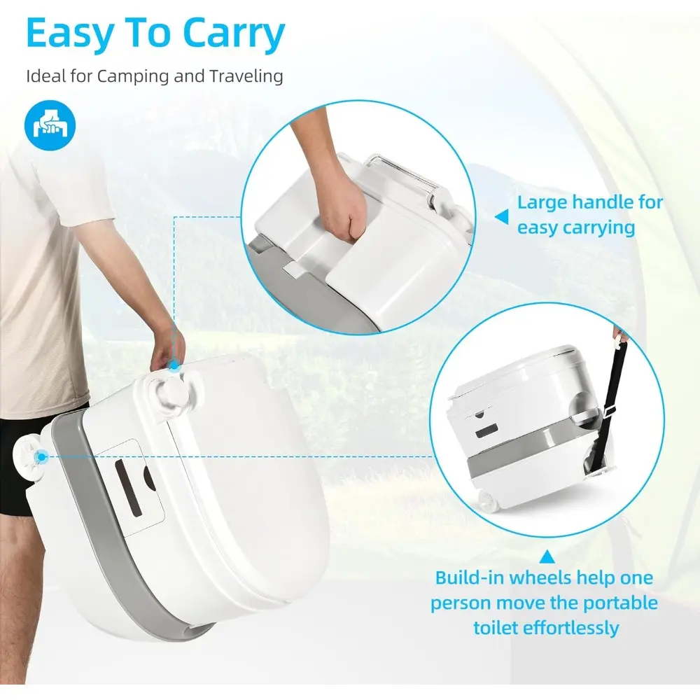 6.34 Gallon Portable Toilet for Camping, RV Travel Porta Potty Leak-Proof with Press Flush Pump, Paper and Detergent Collection
