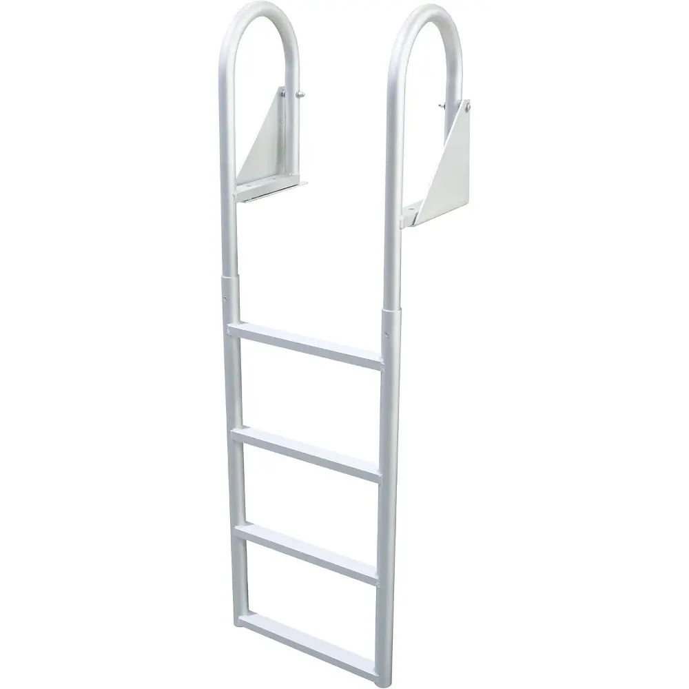 3005.3473 Heavy Duty Flip-Up Dock Ladder with Comfortable Round Tube Frame - 4 Steps, 21" Step Width, 49.5" Below-Deck Reach, 3