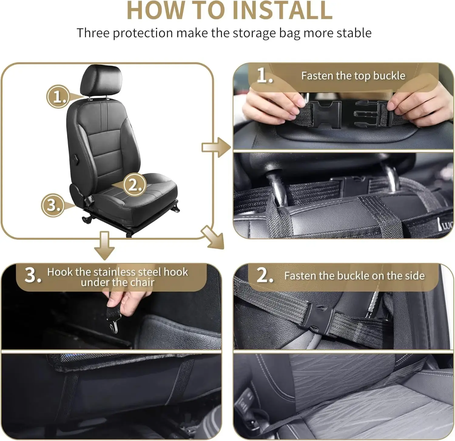Car Backseat Organizer with Touch Screen Tablet Holder,9 Storage Pockets Storage Organizer (Black, 2 Pack with Food Tray)