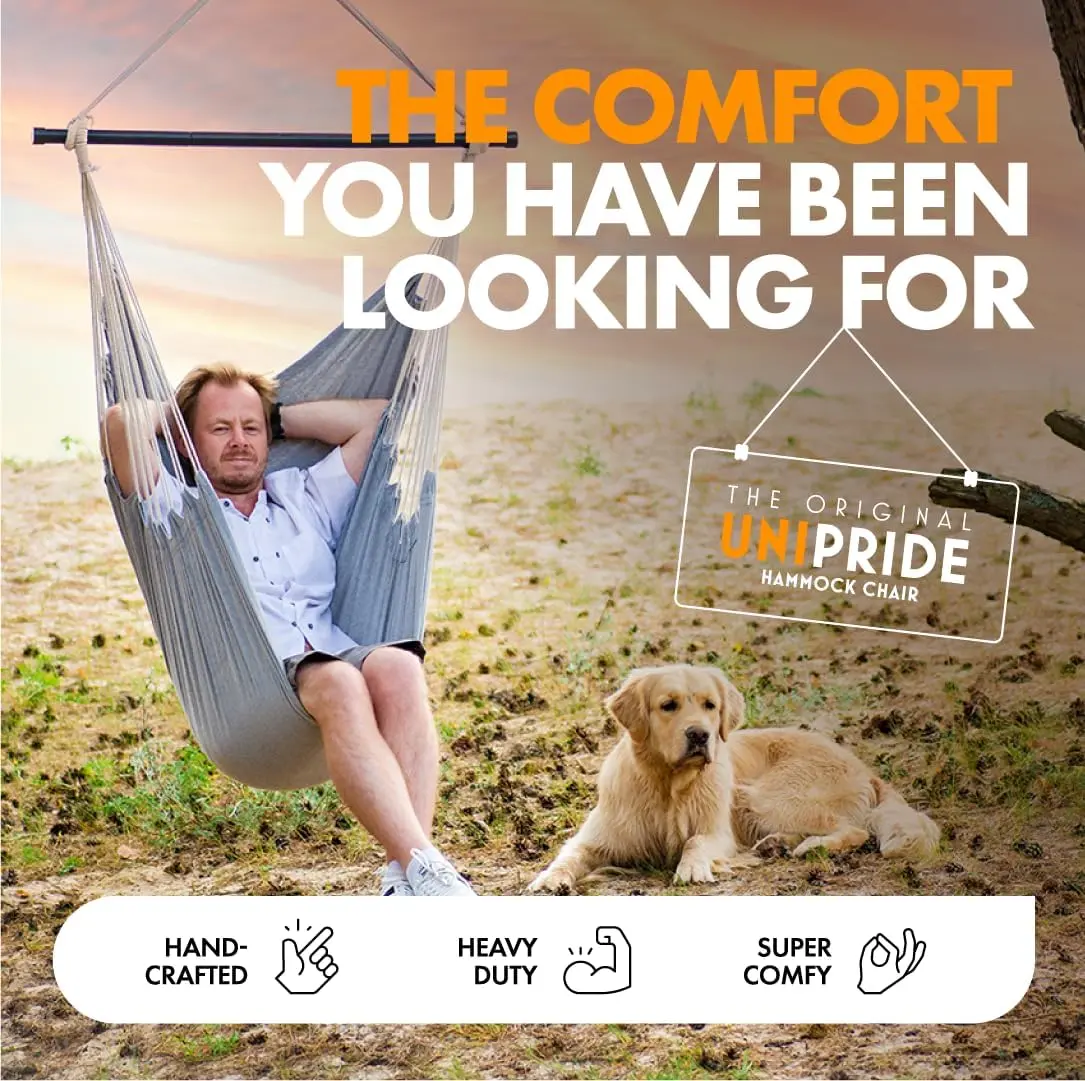 Hammock ChairSwing #2025 – Handcrafted Hanging Chair for Adults & Kids (Max Weight 500lbs) | Indoor & Outdoor Use | Comfortable,