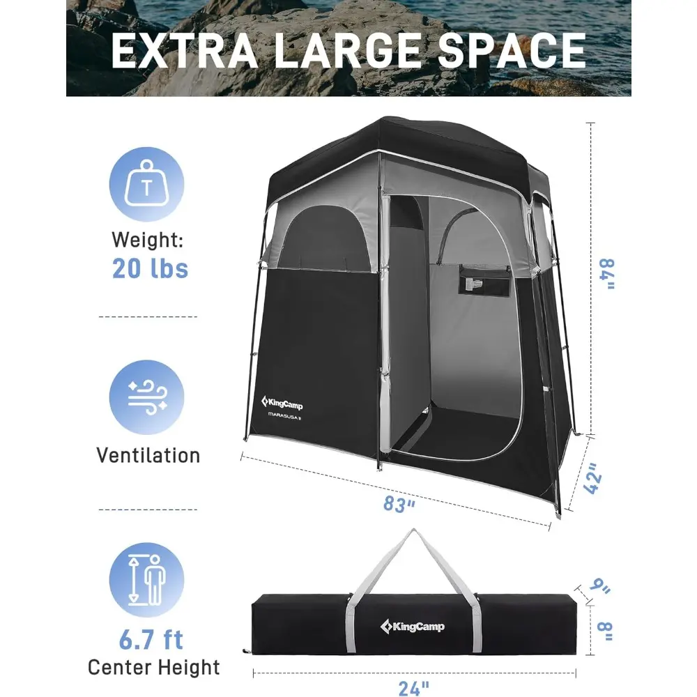 Shower Tent, Portable Privacy Tent Outdoor Camping 1/2 Room Toilet Tents with Shower Bag & Dressing Room for Travel Beach Tailg