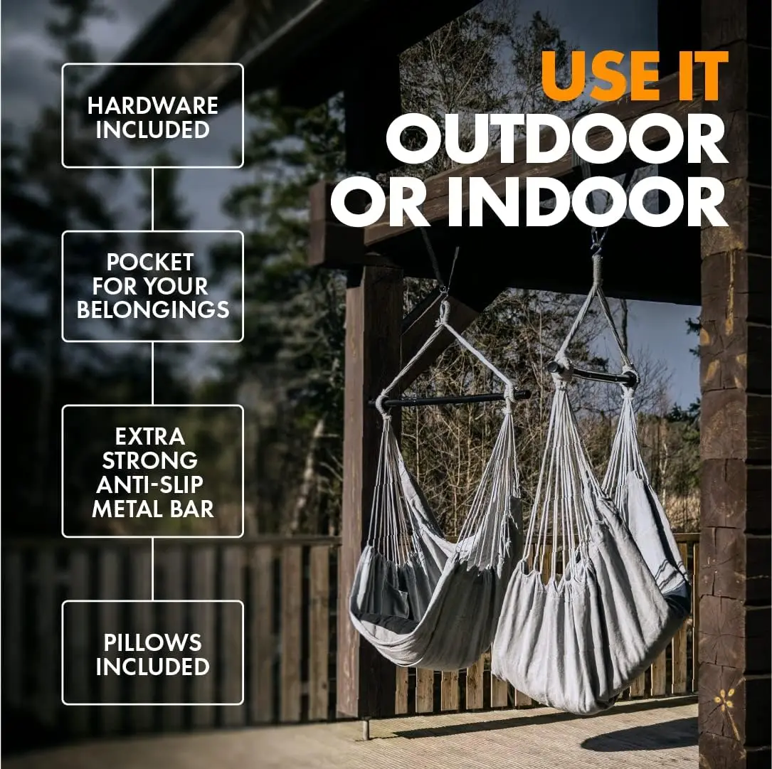 Hammock ChairSwing #2025 – Handcrafted Hanging Chair for Adults & Kids (Max Weight 500lbs) | Indoor & Outdoor Use | Comfortable,
