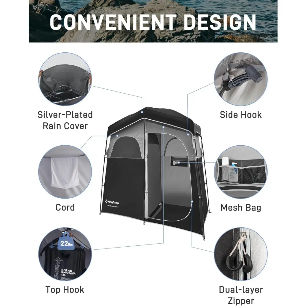 Shower Tent, Portable Privacy Tent Outdoor Camping 1/2 Room Toilet Tents with Shower Bag & Dressing Room for Travel Beach Tailg