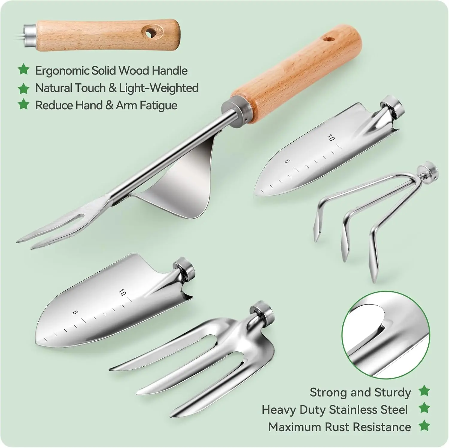 Gardening Tools 9-Piece Heavy Duty Gardening Hand Tools with Fashion and Durable Garden Tools Organizer Handbag,Rust-Proof