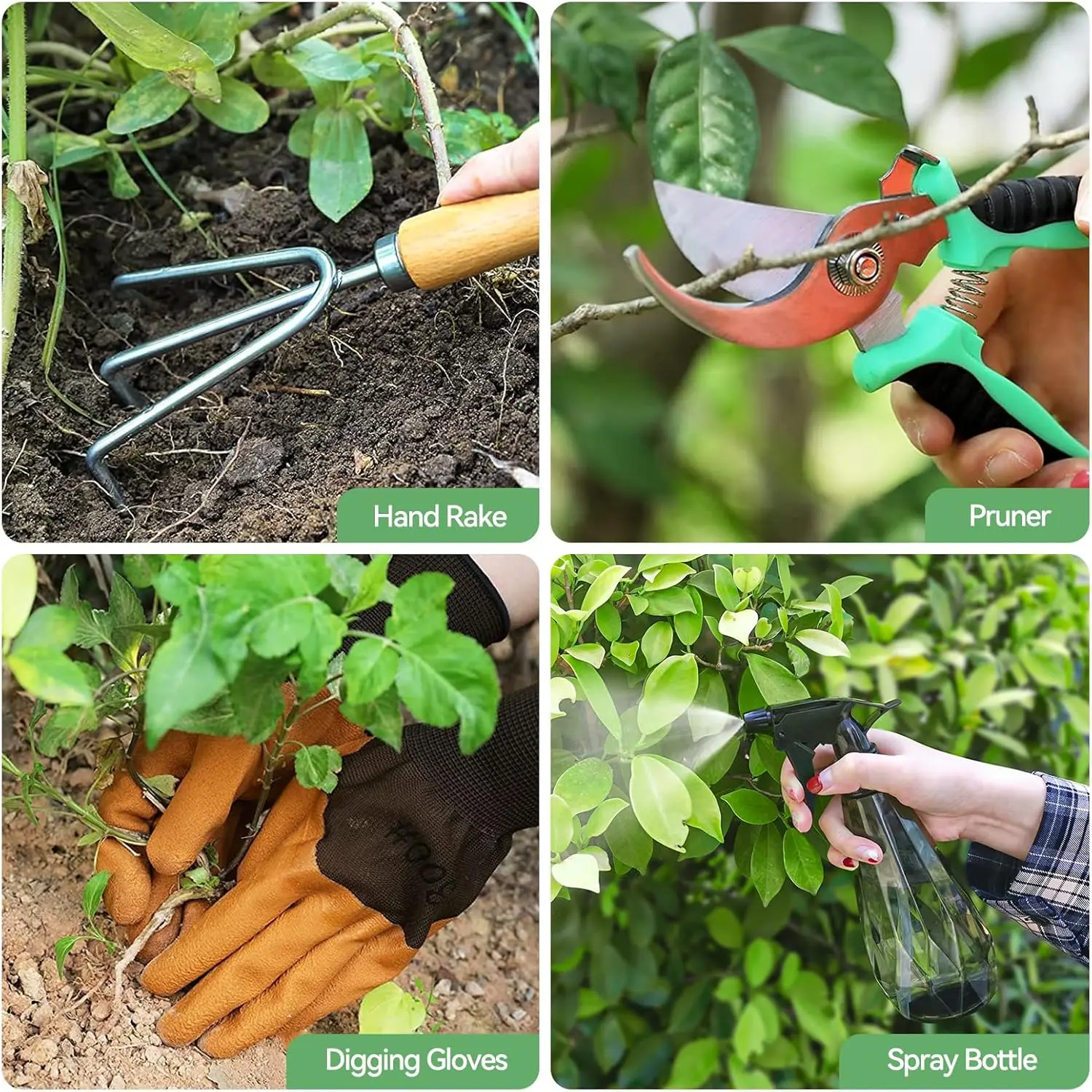Gardening Tools 9-Piece Heavy Duty Gardening Hand Tools with Fashion and Durable Garden Tools Organizer Handbag,Rust-Proof