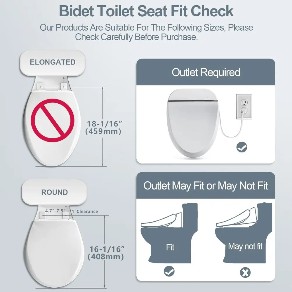 A102DS-W Electronic Bidet Toilet Seat, Round, Smart Unlimited Warm Water, Heated Seat with Slow Closes, Vortex Wash, Warm Dryer
