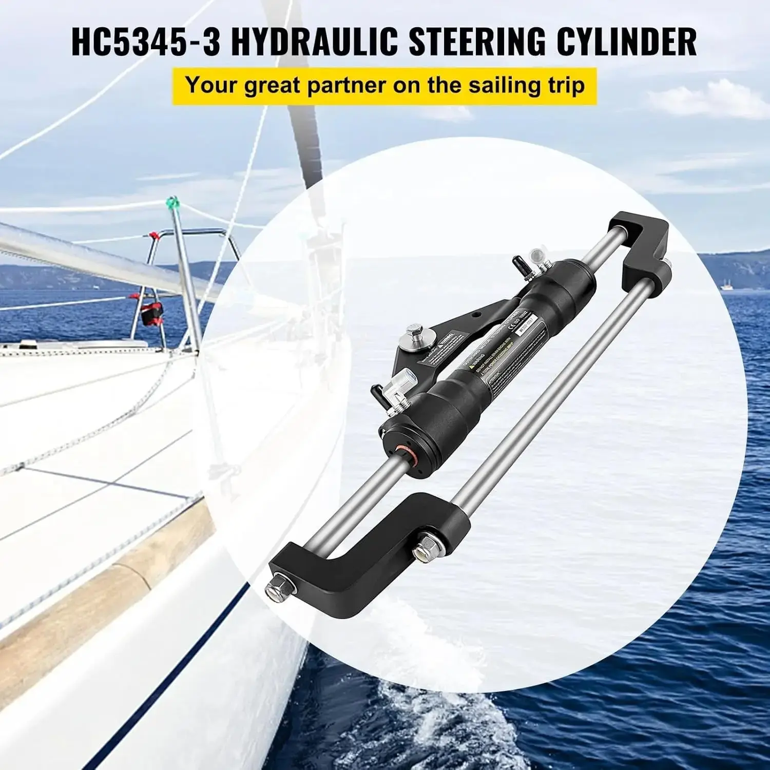 Hydraulic Steering Cylinder 300HP,  Steering Front Mount Outboard Marine Steering Kit without Hose